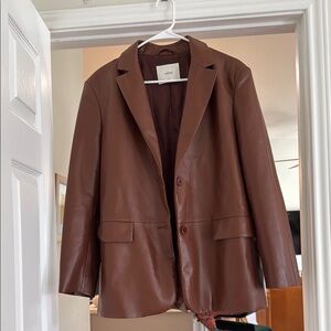 Brown Vegan Leather Blazer
